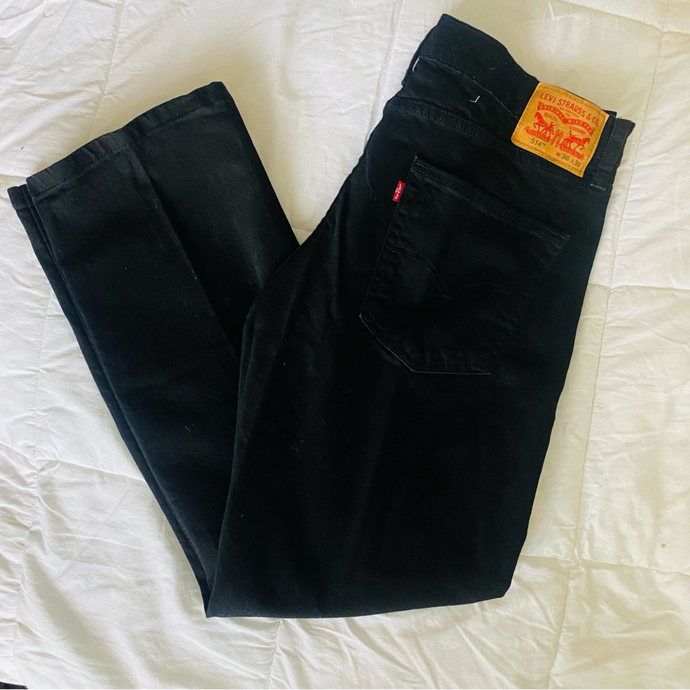 LIKE NEW! Levi's Mens 514 Straight Leg Black Jeans 36×30